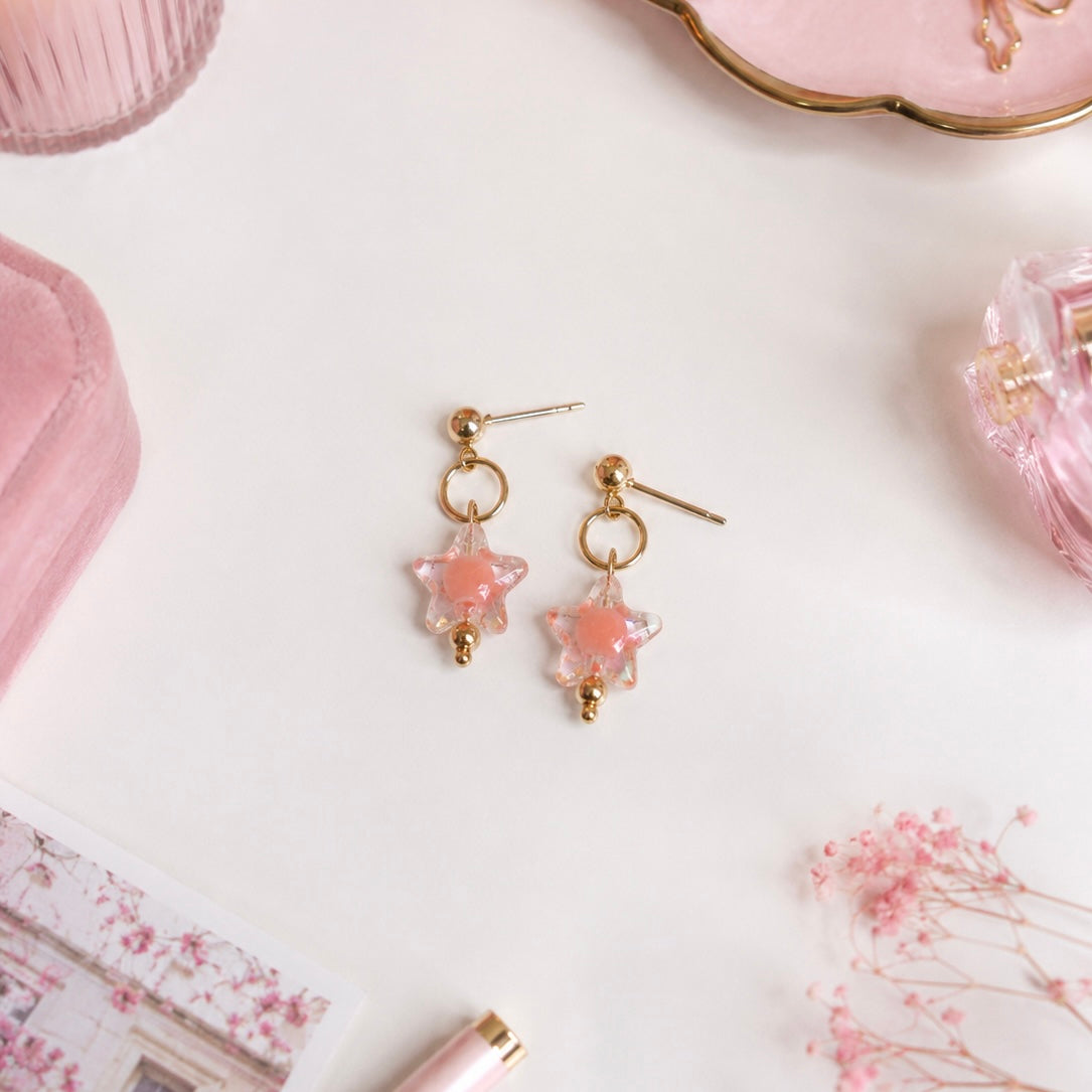 Translucent Star Charm Earrings