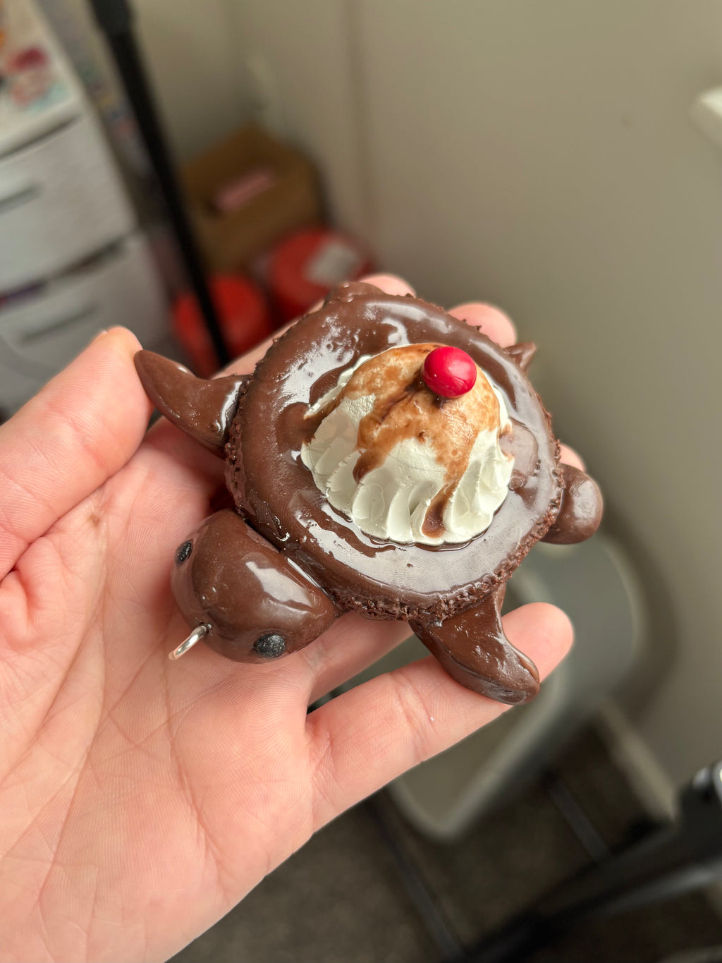 [KEYCHAINS] Brownie Sundae Turtle Keychain | Cute Polymer Clay Bag Charm | Handmade Kawaii Gift