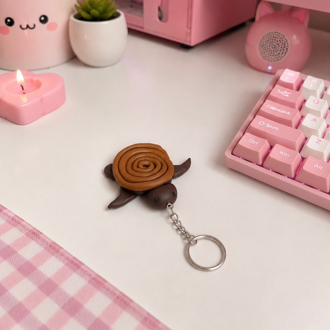 [KEYCHAINS] Chocolate Cookie Turtle Keychain | Cute Polymer Clay Bag Charm | Handmade Kawaii Gift