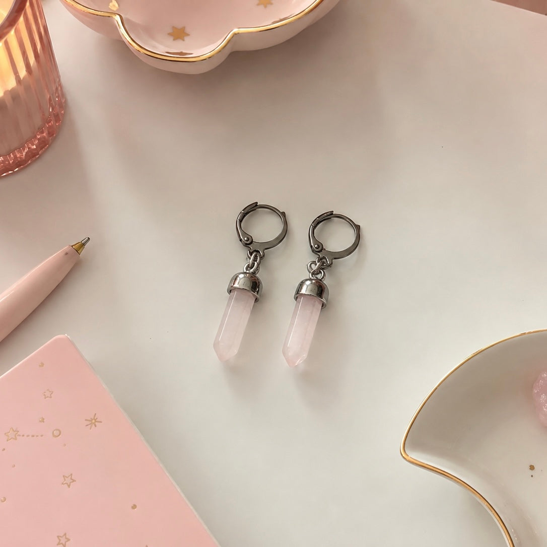 Rose Quartz Pendant Earrings