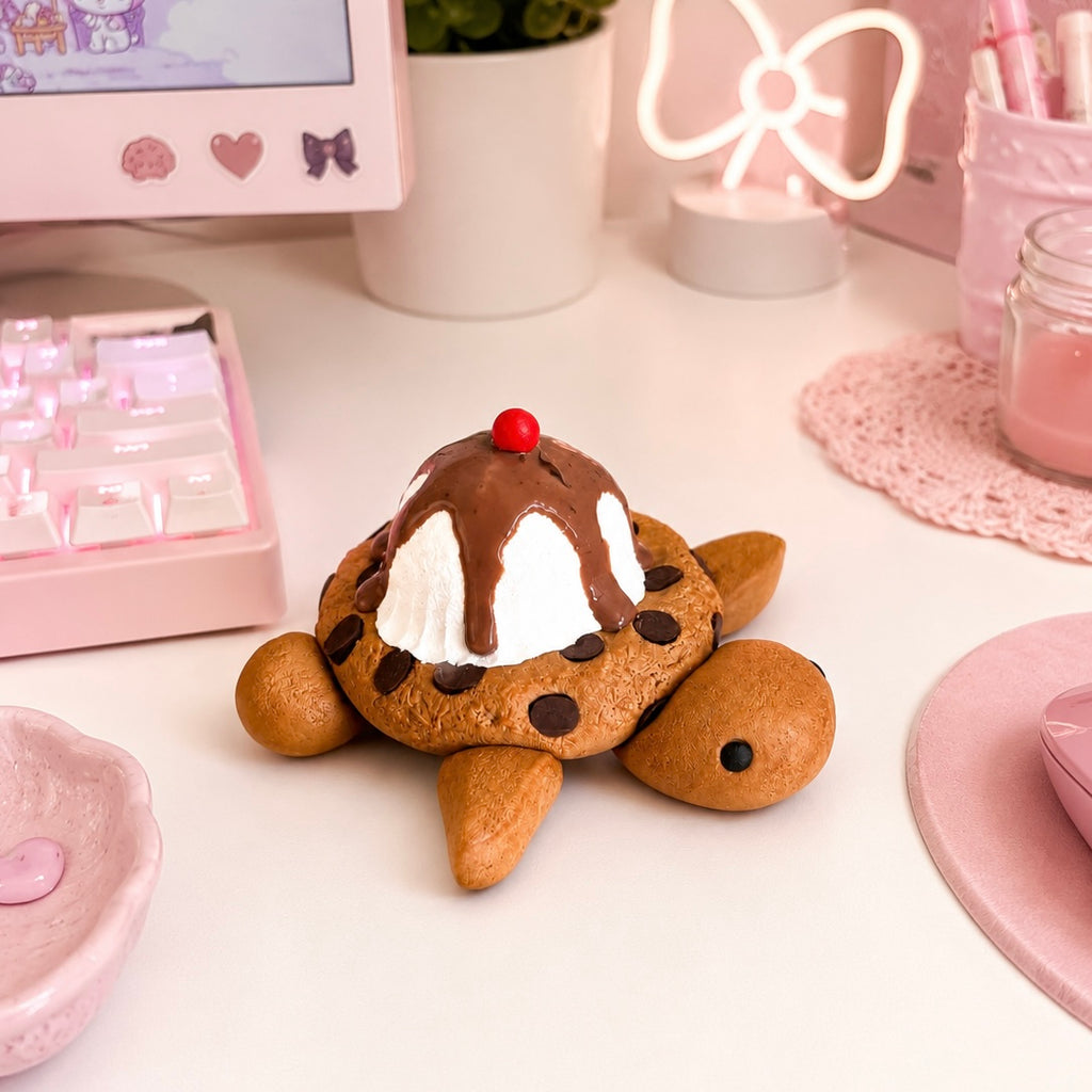 [KEYCHAINS] Ice Cream Cookie Turtle Keychain | Cute Polymer Clay Bag Charm | Handmade Kawaii Gift