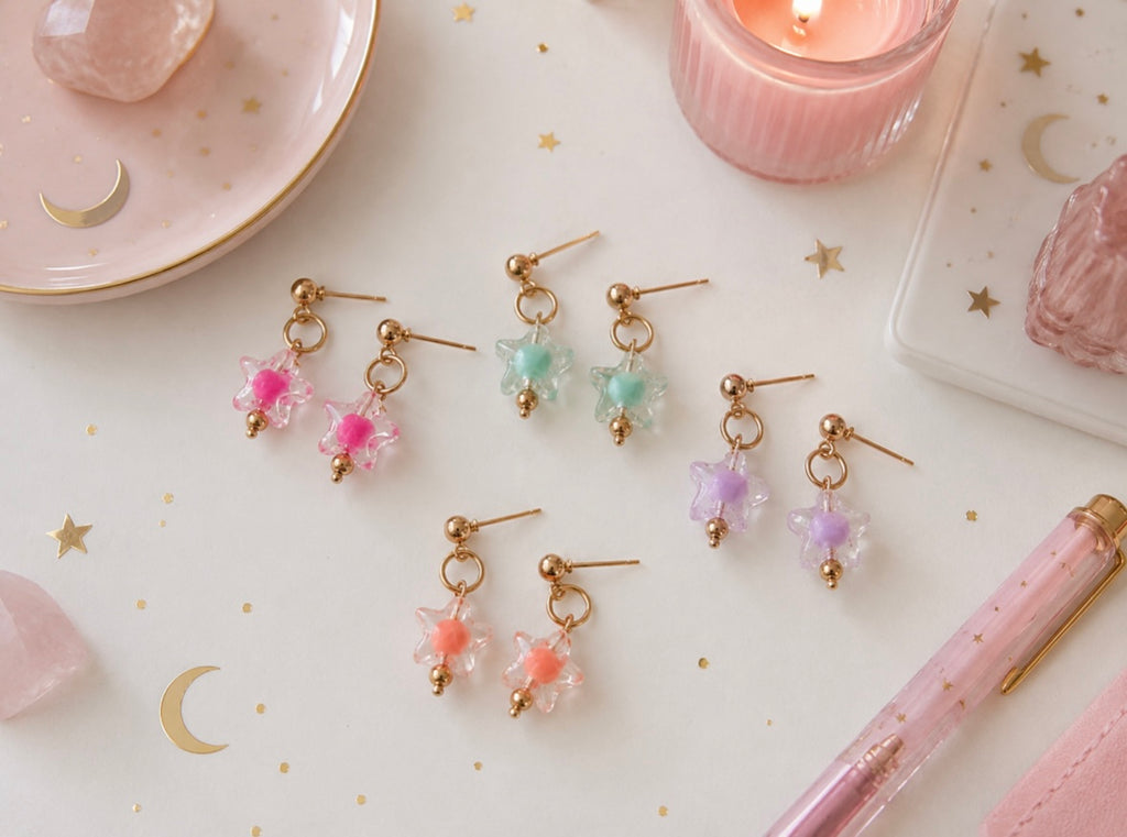Translucent Star Charm Earrings