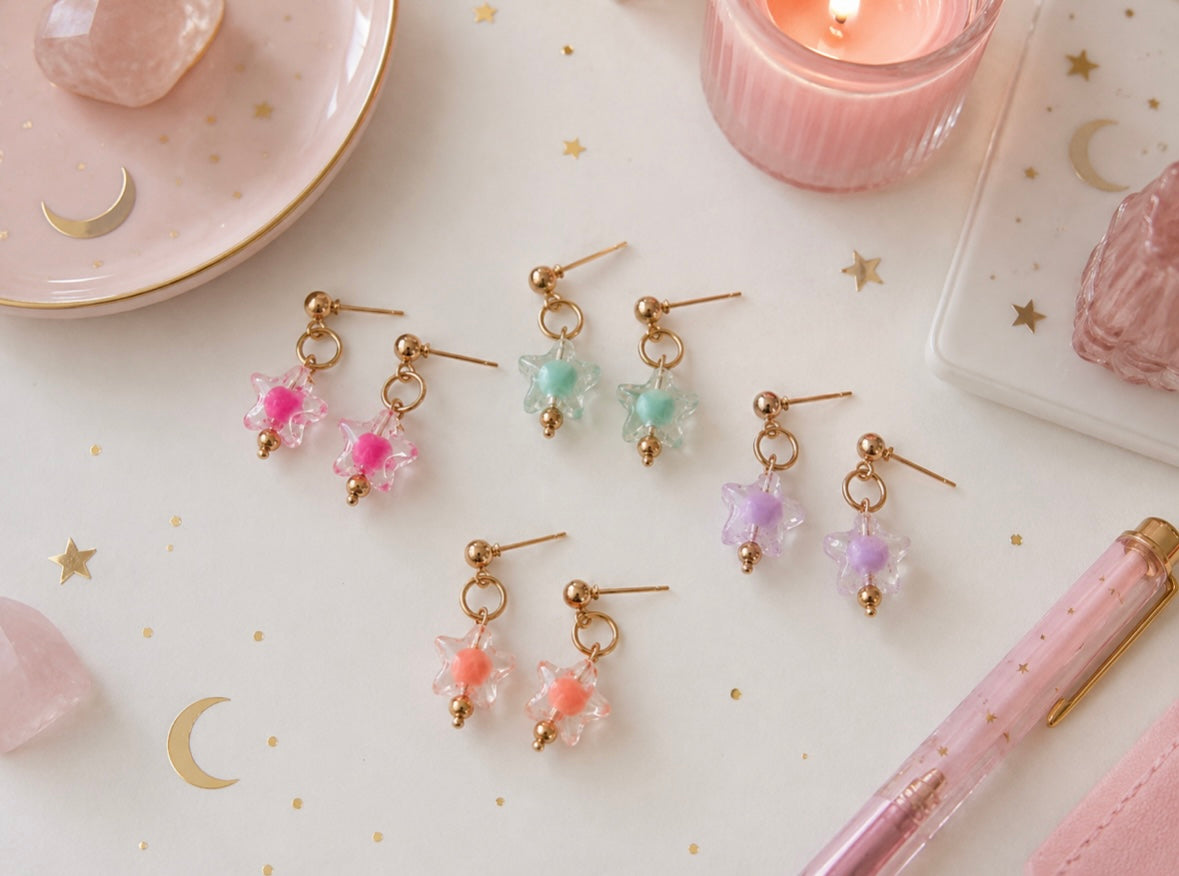 Translucent Star Charm Earrings