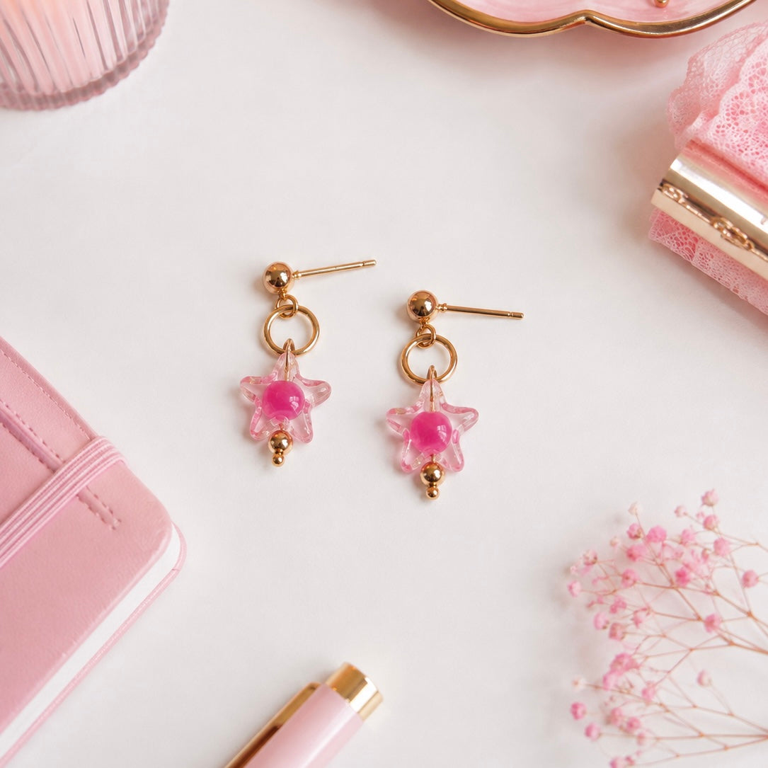 Translucent Star Charm Earrings
