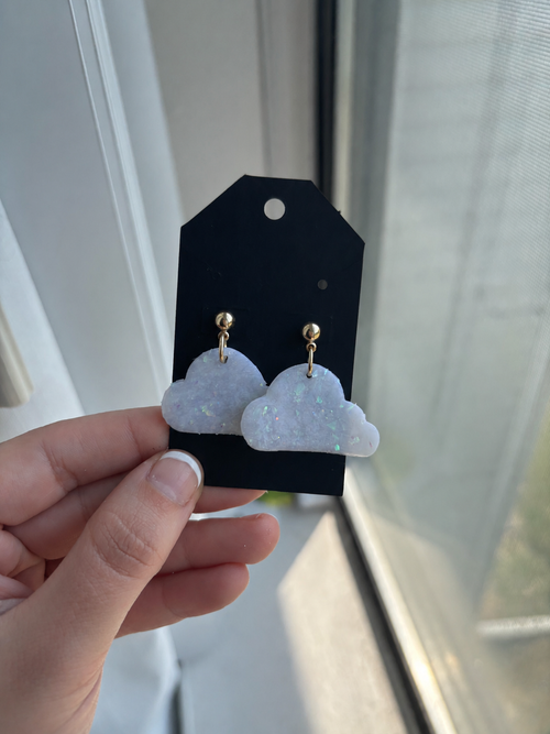 Opalescent Cloud Earrings | Cute Polymer Clay Jewelry | Handmade Kawaii Gift