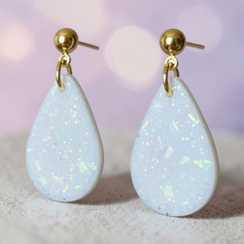 [EARRINGS] Opalescent Teardrop Earrings | Cute Polymer Clay Jewelry | Handmade Kawaii Gift