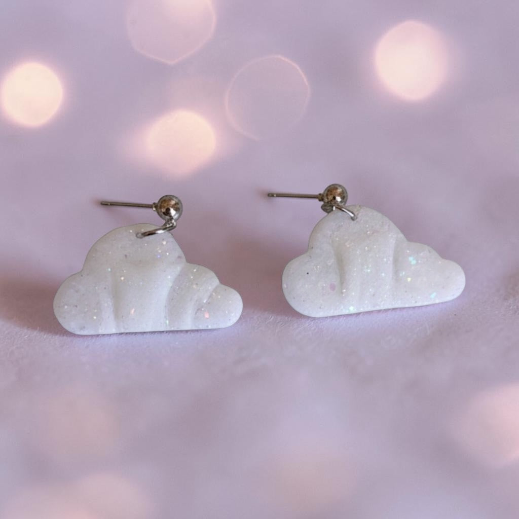 Opalescent Cloud Earrings | Cute Polymer Clay Jewelry | Handmade Kawaii Gift