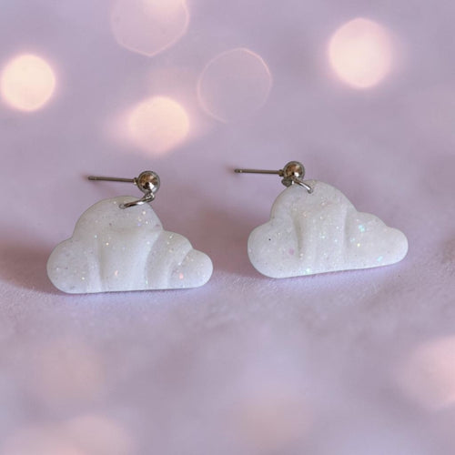 Opalescent Cloud Earrings | Cute Polymer Clay Jewelry | Handmade Kawaii Gift