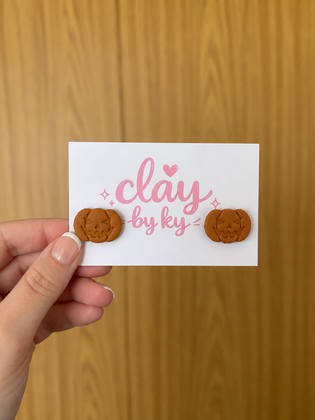 Jack-O-Lantern Studs | Cute Polymer Clay Jewelry | Handmade Kawaii Gift