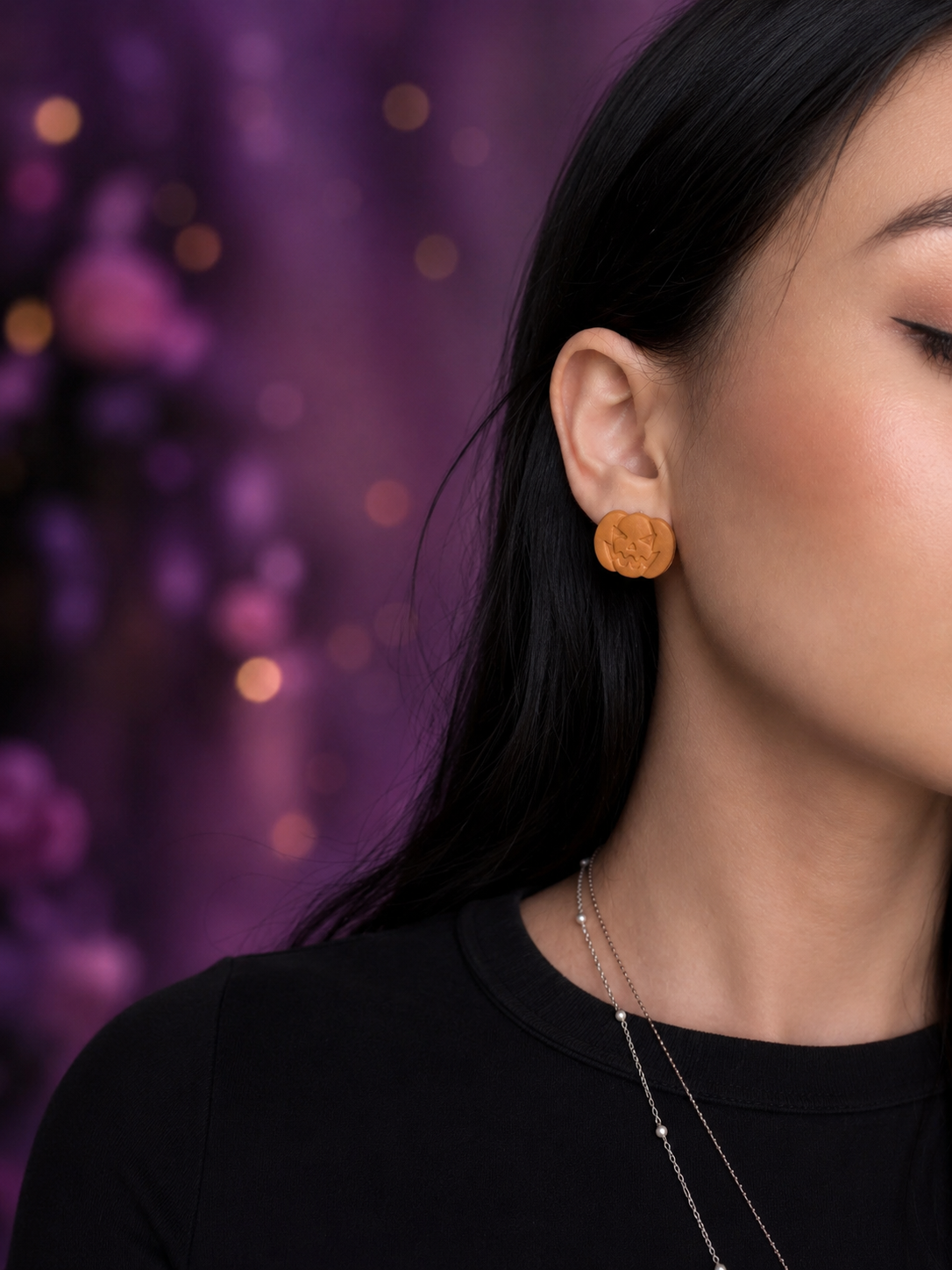 Jack-O-Lantern Studs | Cute Polymer Clay Jewelry | Handmade Kawaii Gift