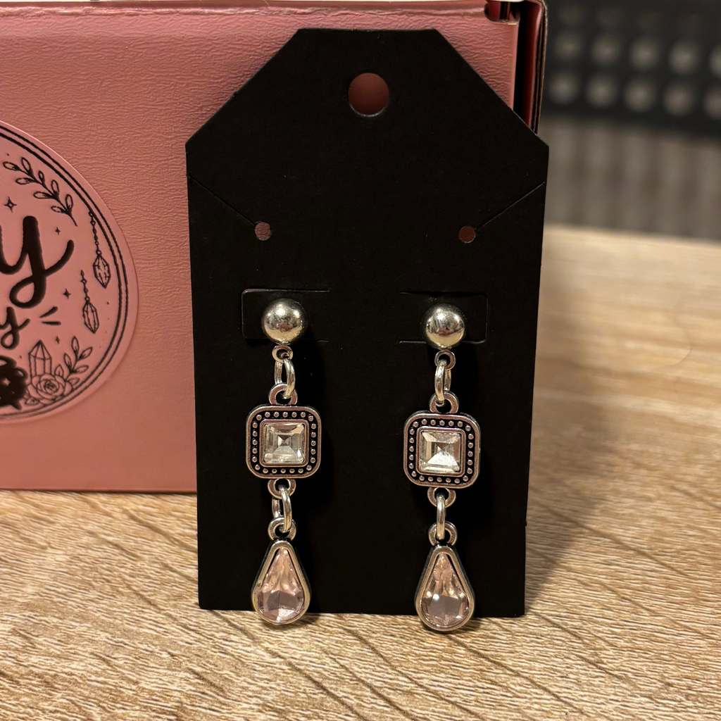 Rose Quartz Teardrop Dangle Earrings | Cute Polymer Clay Jewelry | Handmade Kawaii Gift