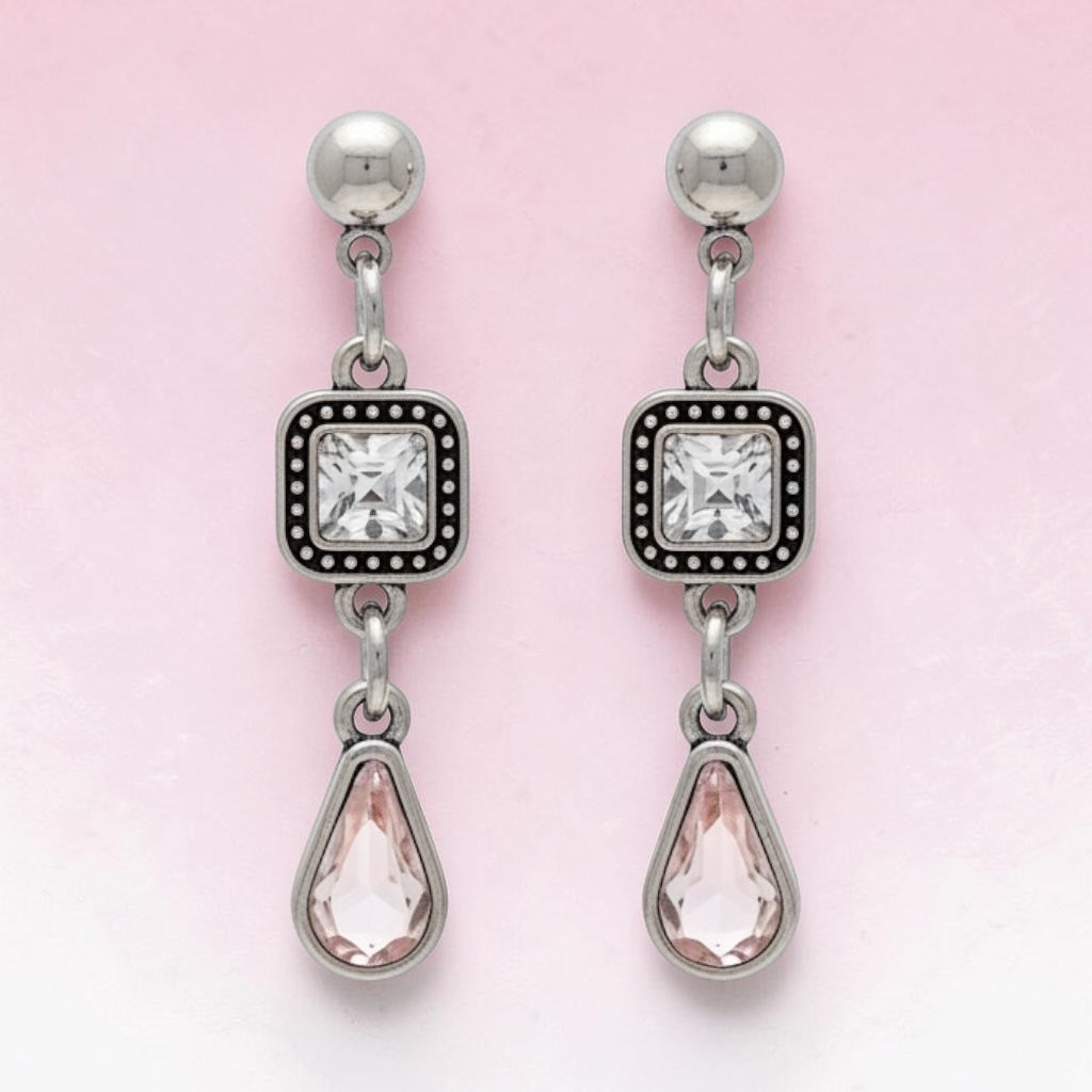 Rose Quartz Teardrop Dangle Earrings | Cute Polymer Clay Jewelry | Handmade Kawaii Gift