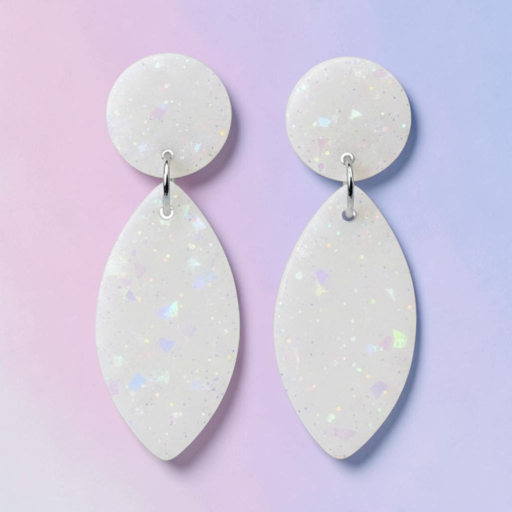 Opalescent Dangly Stud Earrings | Cute Polymer Clay Jewelry | Handmade Kawaii Gift