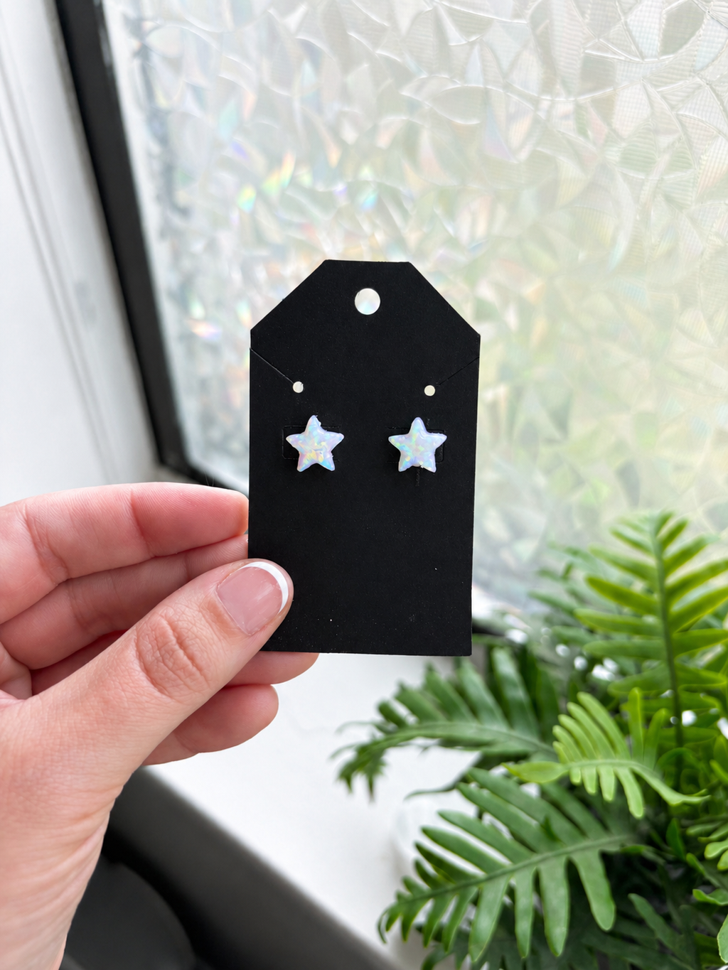 [EARRINGS] Opalescent Star Stud Earrings | Cute Polymer Clay Jewelry | Handmade Kawaii Gift