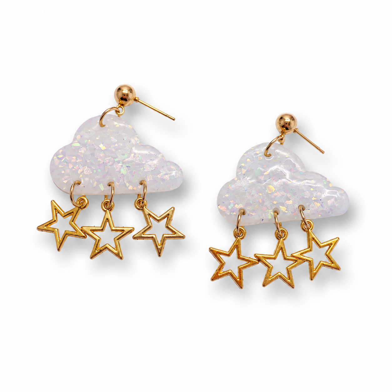 [EARRINGS] Opalescent Dangly Star & Cloud Earrings