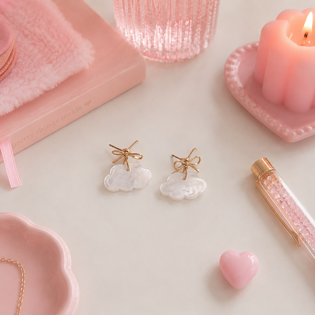 [EARRINGS ] Bow & Cloud Earrings | Cute Handmade Jewelry | Handmade Kawaii Gift