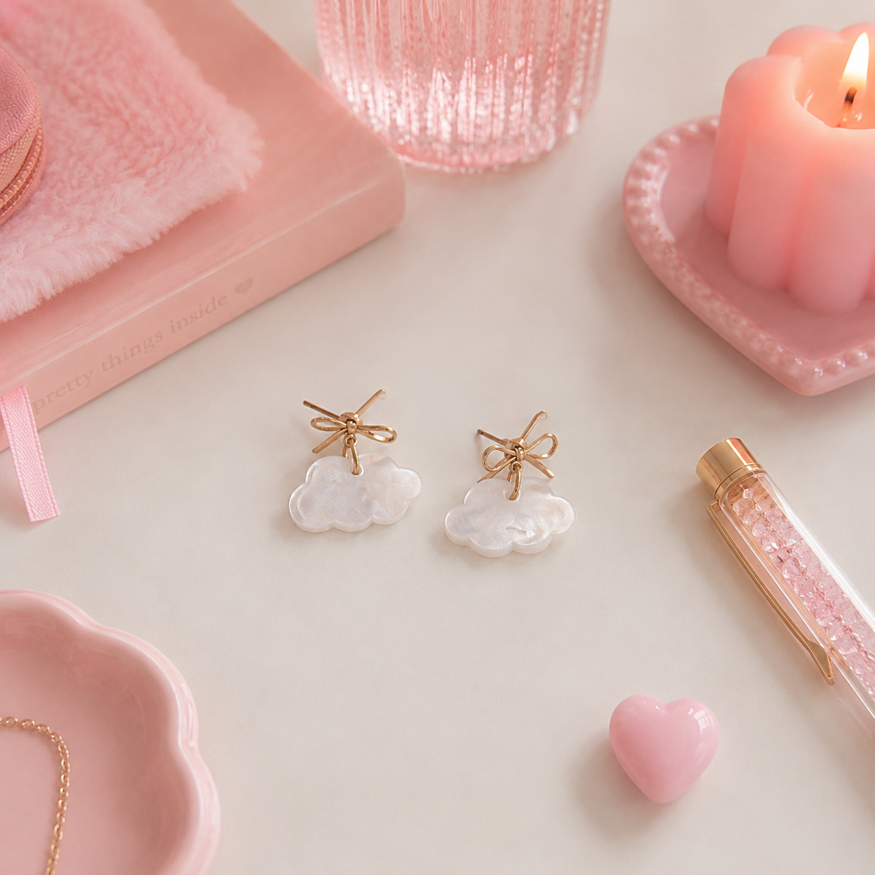 [EARRINGS ] Bow & Cloud Earrings | Cute Handmade Jewelry | Handmade Kawaii Gift