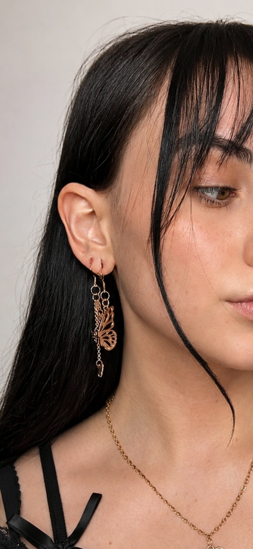 Dangling Golden Butterfly Earrings