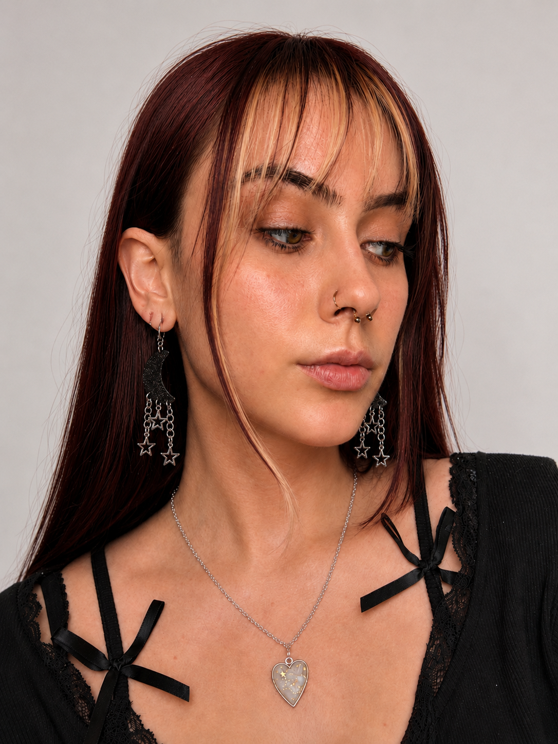 Glittery Black Moon & Star Earrings
