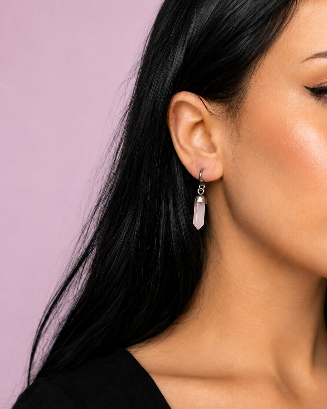 Rose Quartz Pendant Earrings