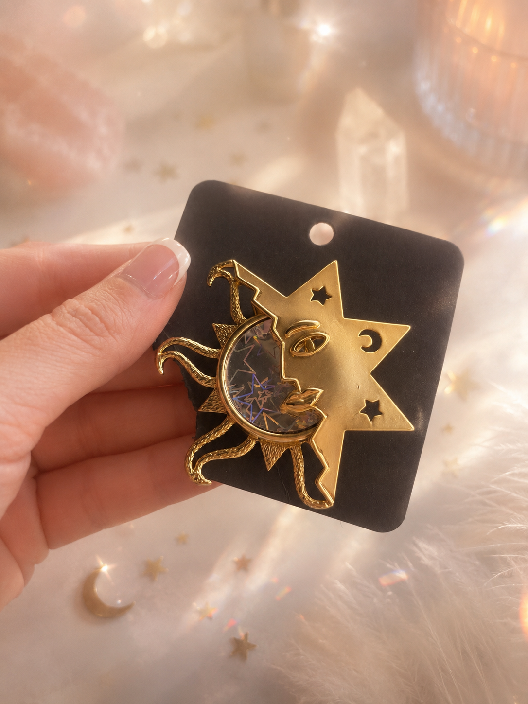 Celestial Sun & Star Brooch