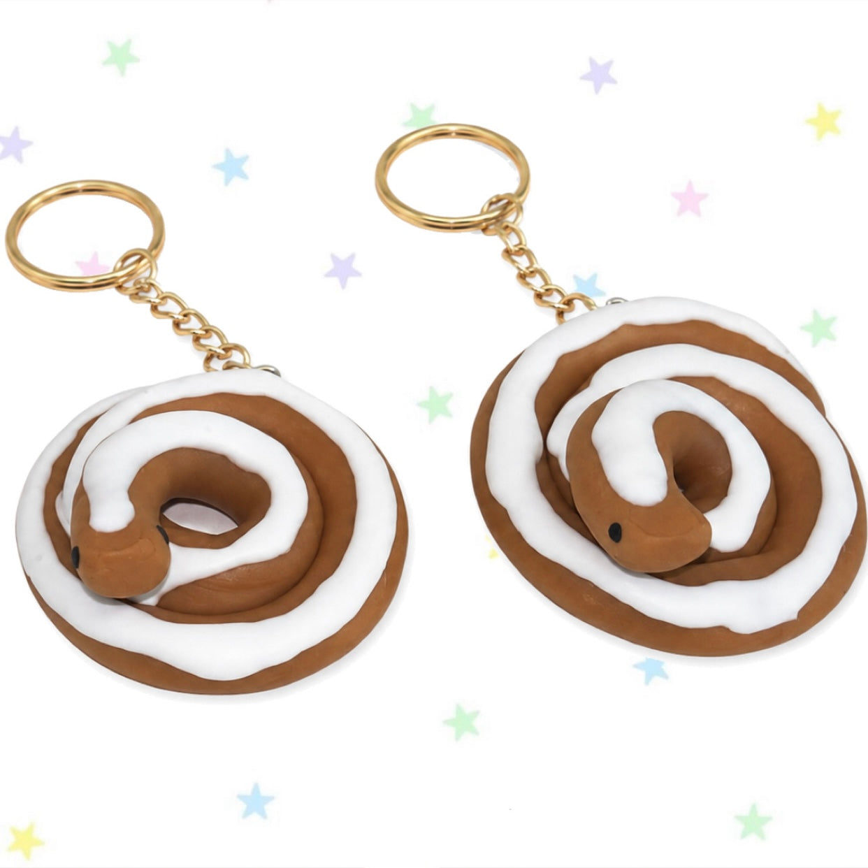 cinnamon roll snake keychain