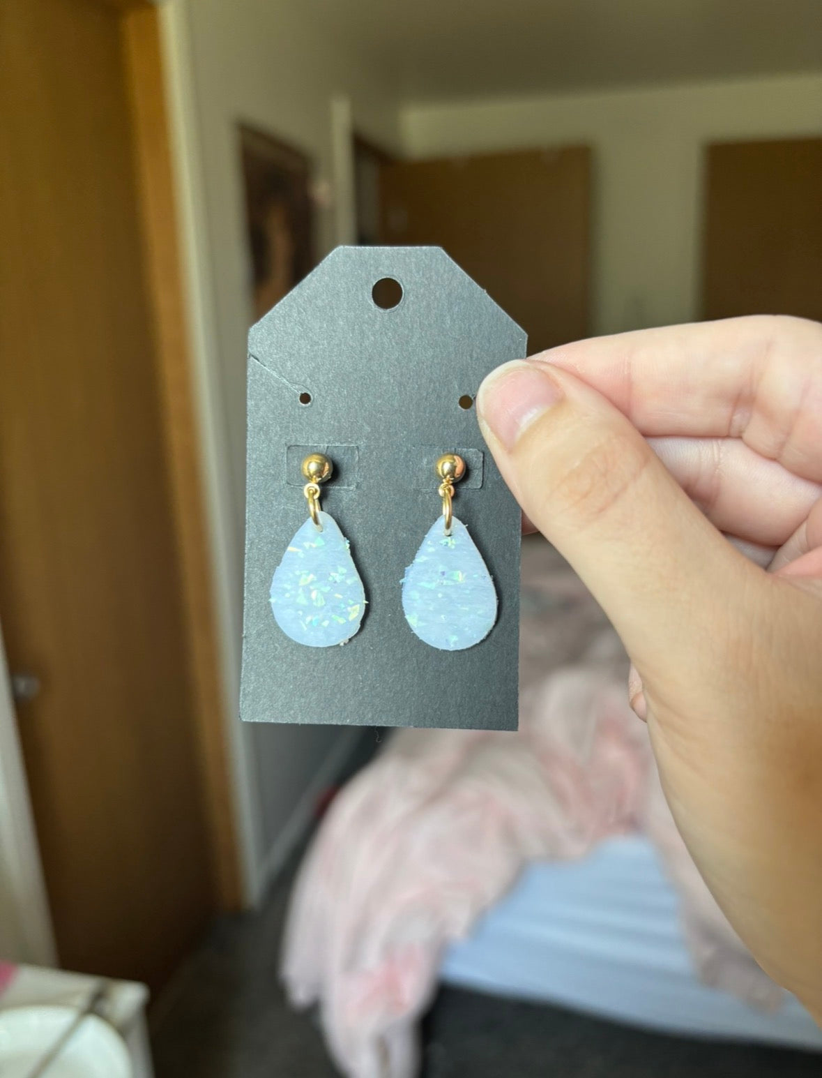 [EARRINGS] Opalescent Teardrop Earrings | Cute Polymer Clay Jewelry | Handmade Kawaii Gift