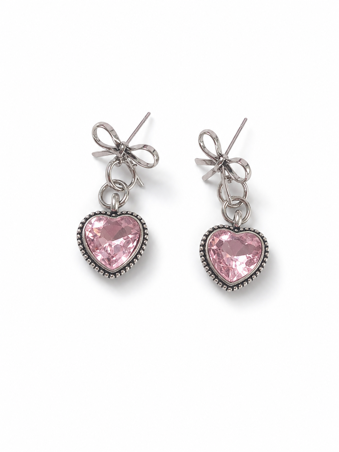 Rose Quartz Heart Dangle Earrings