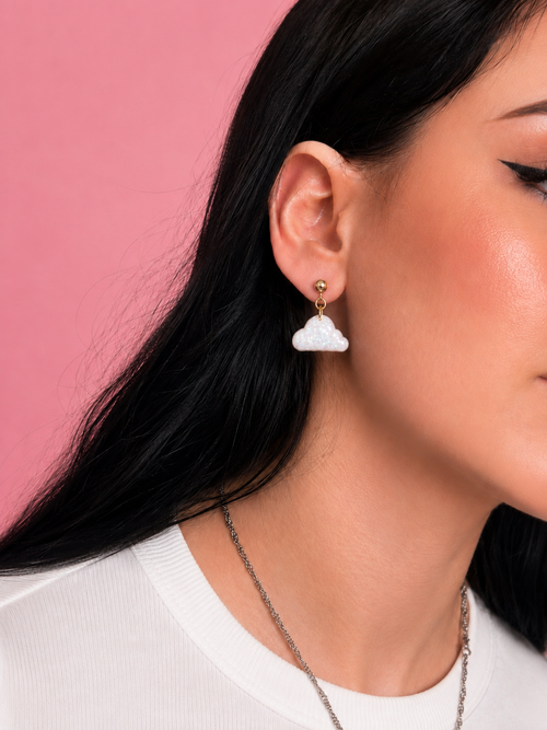 [EARRINGS] Opalescent Cloud Earrings | Cute Polymer Clay Jewelry | Handmade Kawaii Gift