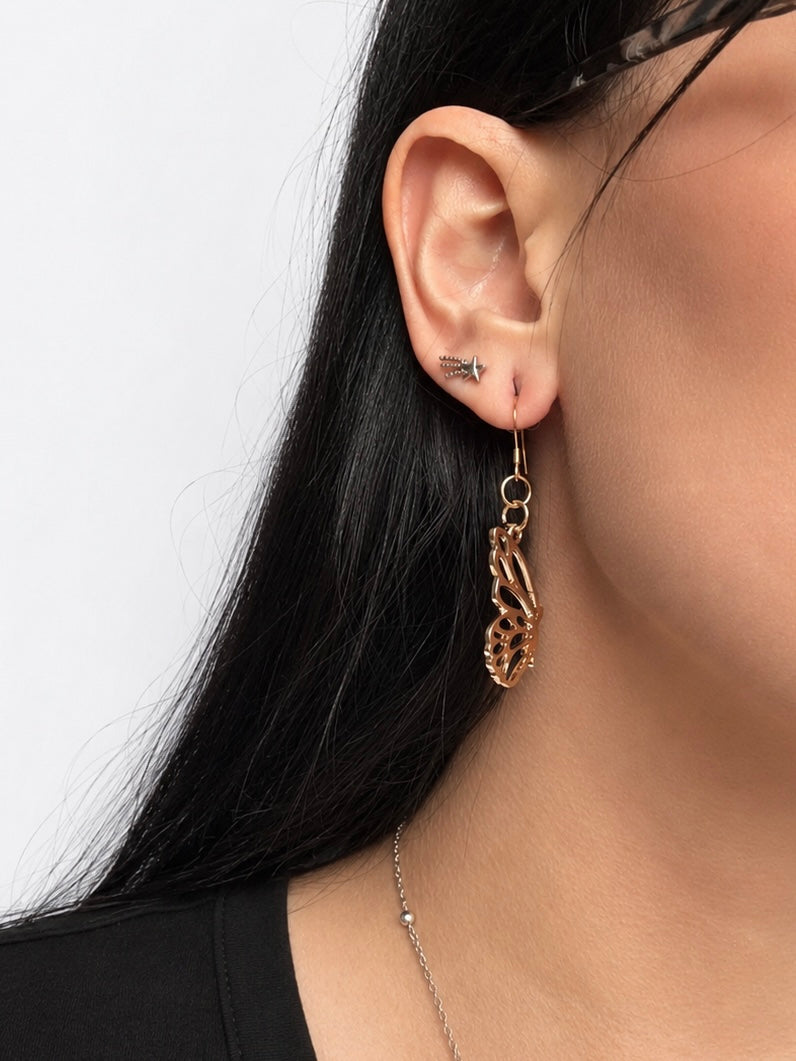 [EARRINGS] Dangling Golden Butterfly Earrings | Cute Handmade Jewelry | Kawaii Handmade Gift
