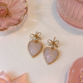 [EARRINGS] Opalescent Golden Heart Earrings | Cute Polymer Clay Jewelry | Handmade Kawaii Gift