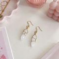 [EARRINGS] Snow Quartz Dangling Earrings | Cute Handmade Jewelry | Handmade Kawaii Gift