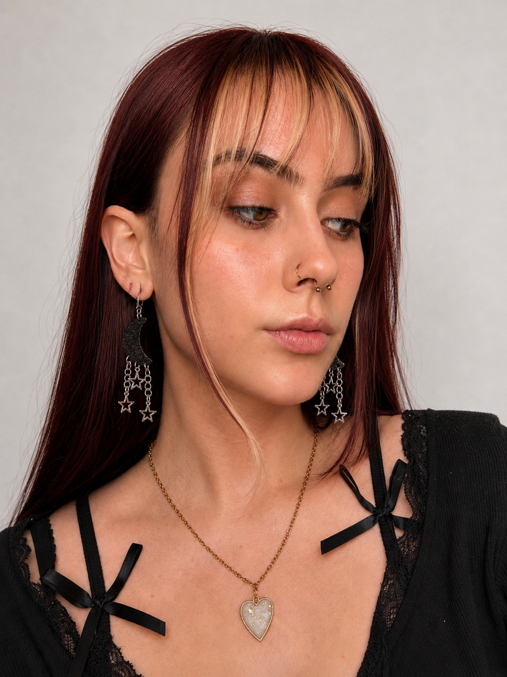 [EARRINGS] Glittery Black Moon & Star Earrings | Cute Polymer Clay Jewelry | Handmade Kawaii Gift