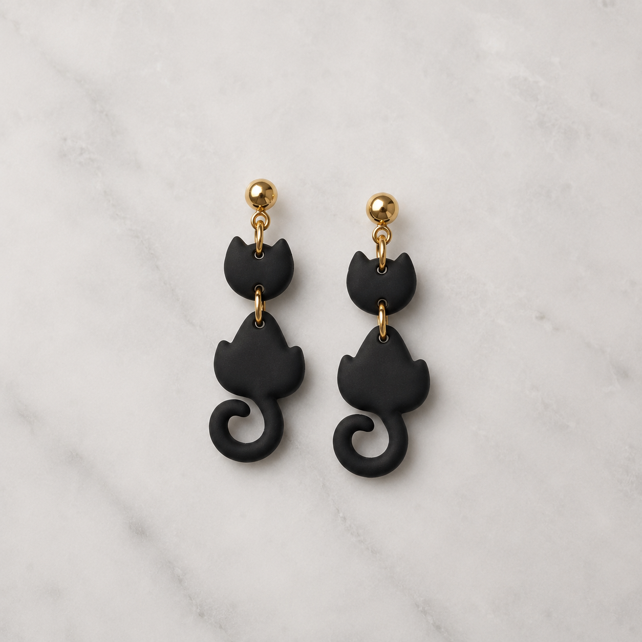 Black Cat Dangly Earrings