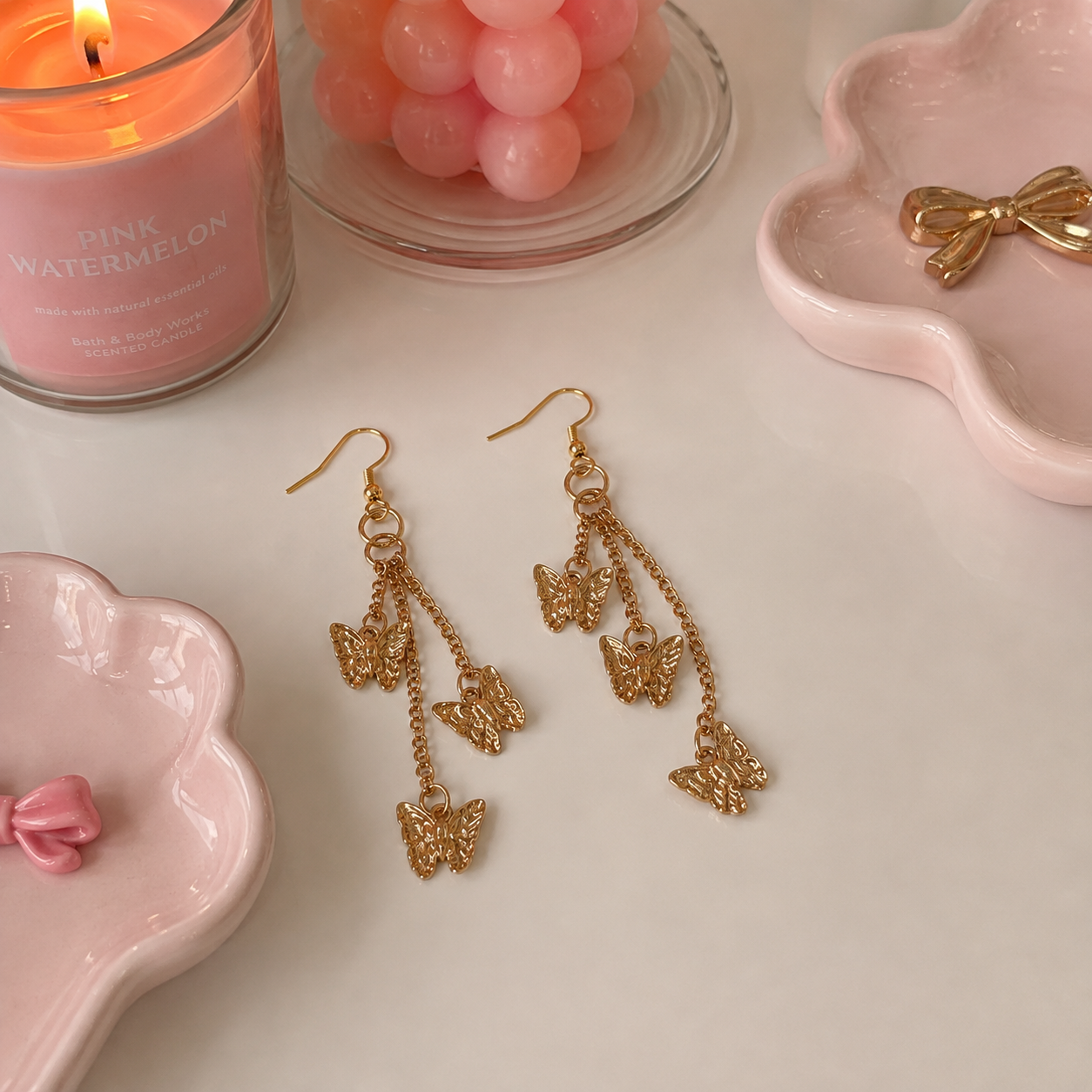 [EARRINGS] Dangling Butterflies Earrings | Cute Handmade Jewelry | Handmade Kawaii Gift