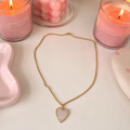 [NECKLACES] Opalescent Golden Heart Necklace | Cute Polymer Clay Jewelry | Handmade Kawaii Gift