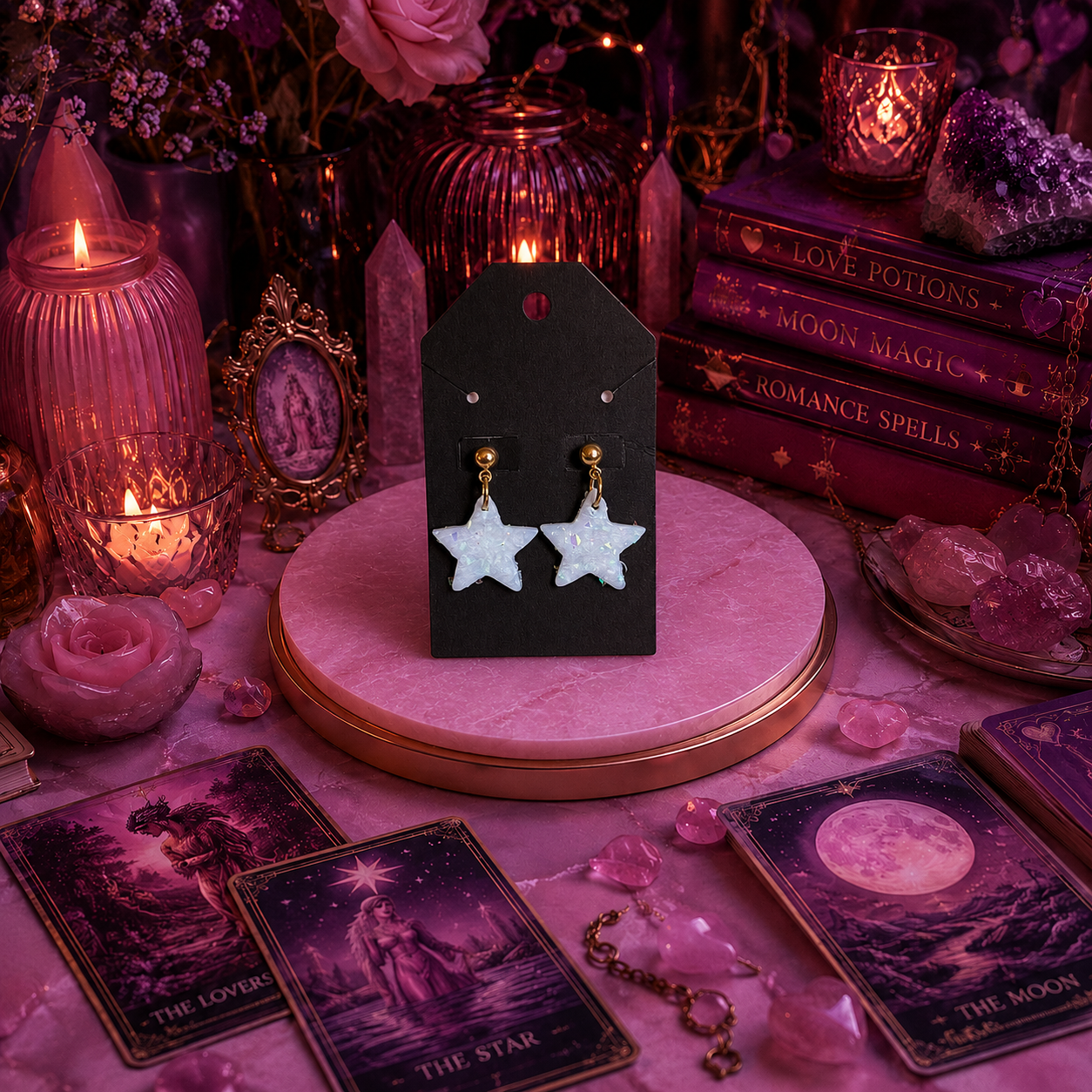Opalescent Star Earrings | Cute Polymer Clay Jewelry | Handmade Kawaii Gift